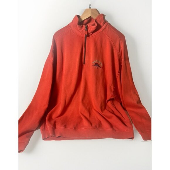 Tommy Bahama Relax 1/4 Zip Sweatshirt Mens XL Coral Mock Neck Long Sleeve Top. - Picture 1 of 8